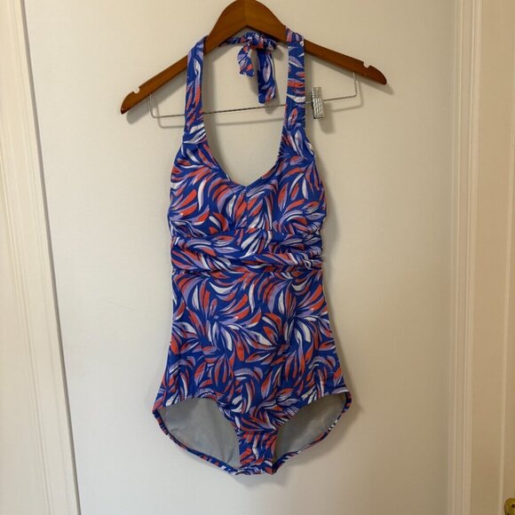 SPEEDO Women's Printed Halter One Piece Swimsuit Size 8 Blue Red Endurance NWT - Picture 4 of 12